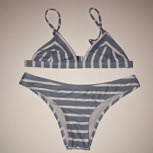 Light blue and white striped bikini
